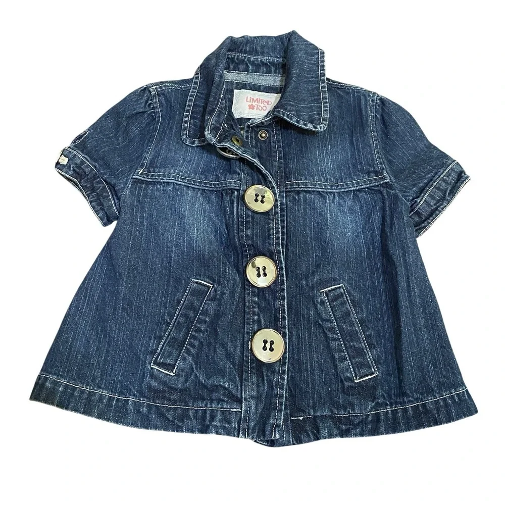 Limited Too Vintage Y2K Jean Jacket Size 6/7‎ Girls Short Sleeve Large Buttons